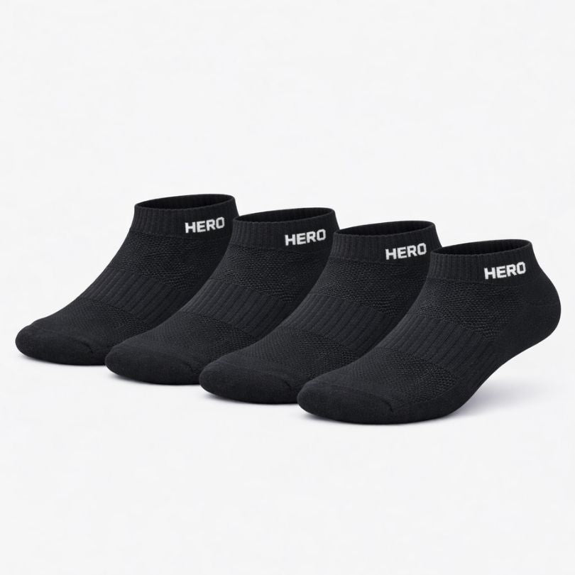 Sports Low Socks - Black 4 pary