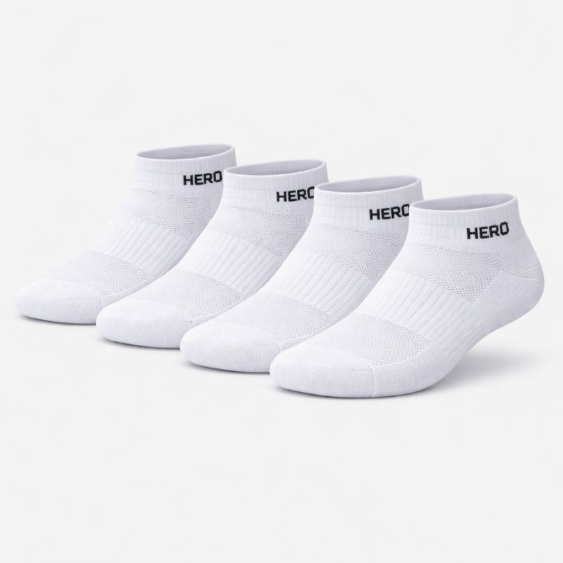 Sports Low Socks - White 4 pary