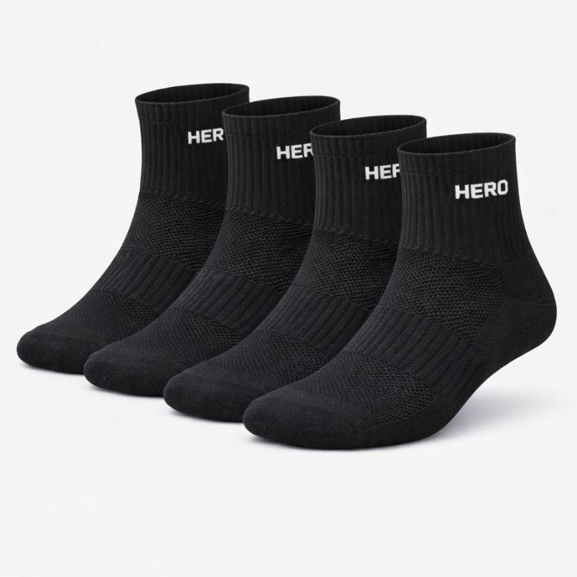 Sports Mid Socks - Black 4 pary