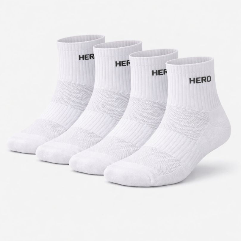 Sports Mid Socks - White 4 pary