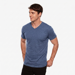 V-Neck Heather Steel Grey