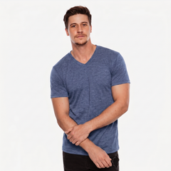 V-Neck Heather Steel Grey