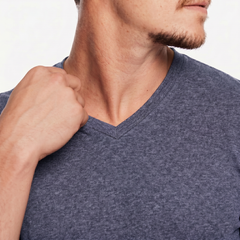 V-Neck Heather Steel Grey
