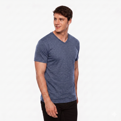 V-Neck Heather Steel Grey